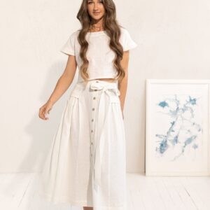 Taormina Linen Crop Top and Midi Skirt Set