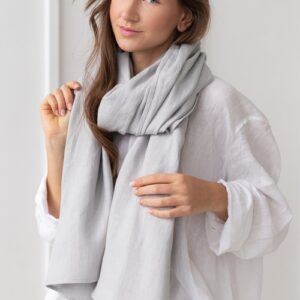 Linen Scarf in Light Grey