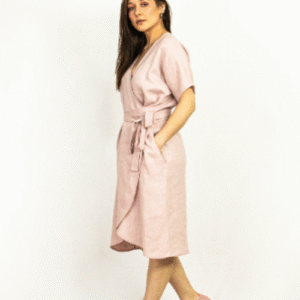 Pale Pink Linen Wrap Dress